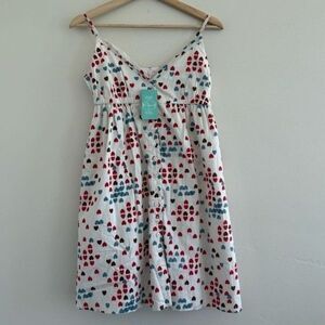 Pattern multicolor bohemian Aqua White Dress Red Blue Heart mini size L